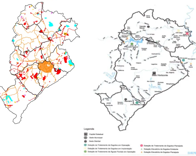 Figure 9 : Division administrative de la gestion de l'eau. COPASA gère l'eau et l'assainissement par bassin ou sous-bassins versant