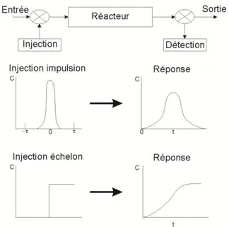 Figure II-4 : Types d'injection et réponses associées pour la détermination de la distribution des 
