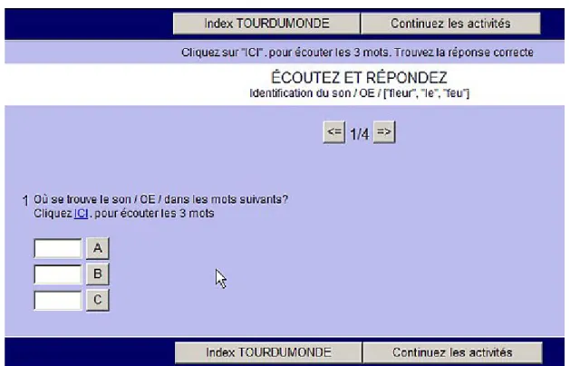 Figure 3 – Exemple d'exercice à partir d'une dictée. 