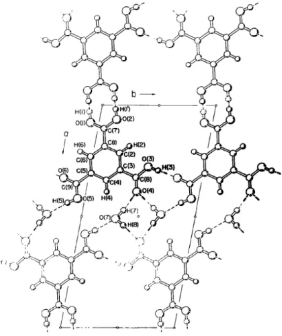 Figure 10 : Représentation ORTEP de la structure cristalline de l’acide trimésique·H 2 O·2/9  acide picrique, vue selon l’axe c
