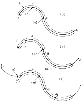 Figure 1.2 : Mouvement de la chaîne de polymère dans son tube tel que suggéré par le modèle de  de Gennes 3 