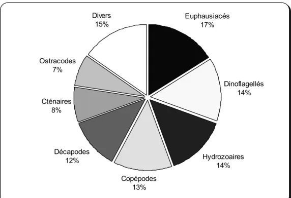 Figure 1 - Principaux groupes planctoniques luminescents  (d’après le nombre d’espèces répertoriées dans ce travail)