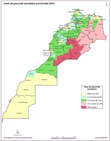 Figure 3 : Carte de pauvreté monétaire provinciale 2014 - Maroc 