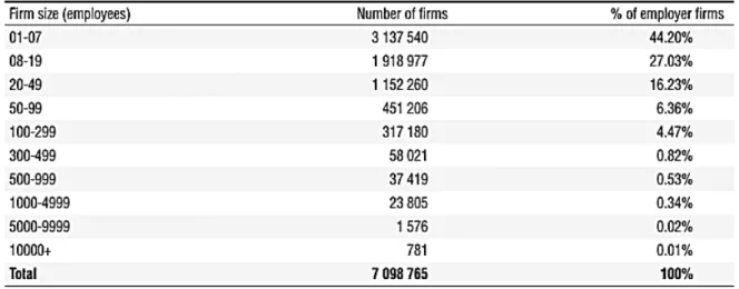 table 2 : Distribution of firms in China, 2008 (By firm size) 