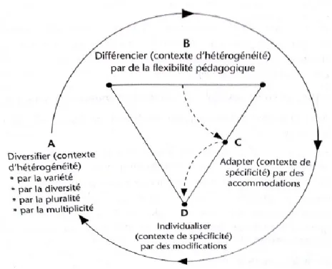 Figure 3 - Niveaux de différenciation selon Caron (2008, p.5) 