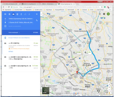 Figure 2. Exemple de géocodage de l’événement 351_JUSTRUNLAH  Point rouge Google / autre point OSM : 45 km de différence