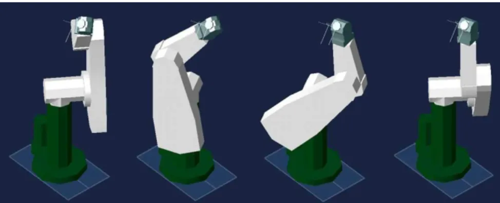 Figure 3. Four postures for the anthropomorphic robot, from left to right: