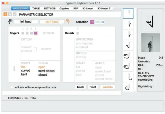 Fig. 5.  Interface de saisie Typannot HANDSHAPE pour l’annotation des configurations.  