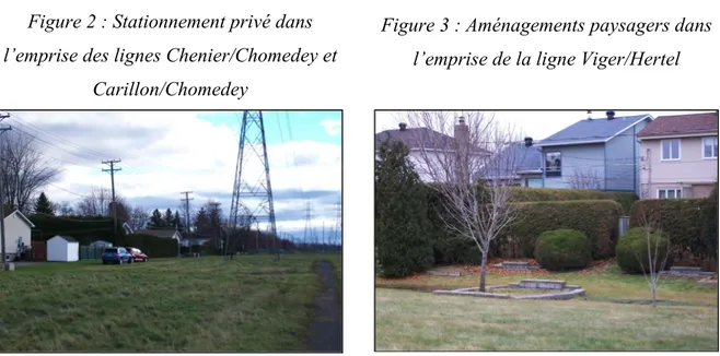 Figure 2 : Stationnement privé dans  l’emprise des lignes Chenier/Chomedey et 