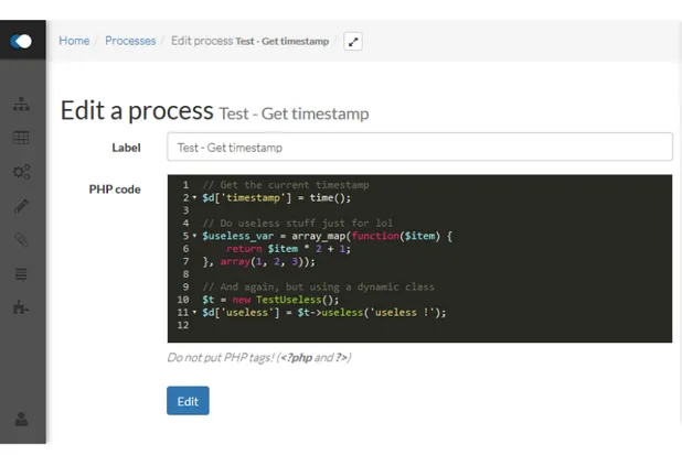 Figure 2.9 – L’écran d’édition de process dans GestionAIR