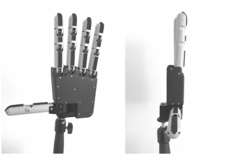 Figure 2.5: Front and side views of the robotic hand used in the tests.