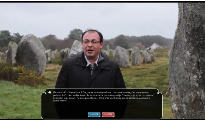 Figure 6:  Capture d'écran de la vidéo interactive avec l'agent Jean-Michel, 17 juin 2015.