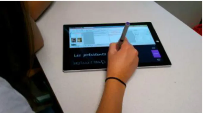 Figure 4.2 – Une fonctionnalit´ e sp´ ecifique des tablettes