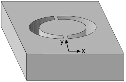 Figure 2.17 – Schéma de la structure en demi-anneau pour l’inﬂuence de la polarisation.