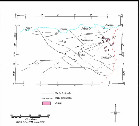 Figure 10: Carte structurale et tectonique de la région d’étude  1. La Phase des plissements  