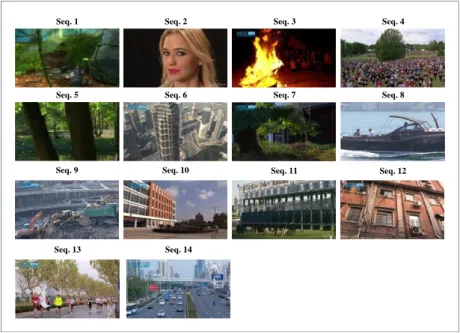 Figure 3.26 – Thumbnails of the 14 1280x720 Video Sequences that are used in Chapter 9