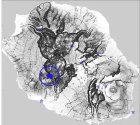 Figure 1: Localisation du point d’observation du cirque de Cilaos  situé au lieu-dit La Fenêtre accessible à partir du cirque des Makes  (fond topographique: carte IGN TOP25 série bleue)