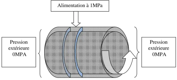 Figure III. 3 Joint annulaire Alimentation à 1MPa  Pression  extérieure  0MPA Pression extérieure  0MPA 