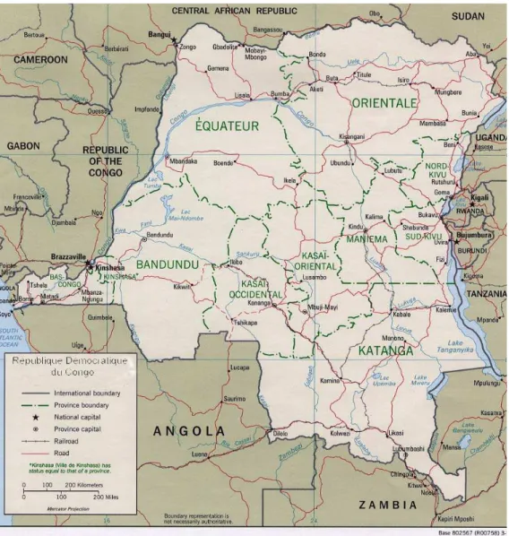 Figure 11 : Carte de la République Démocratique du Congo  Source :  www.issafrica.org/AF/profiles/drcongo/index.htm