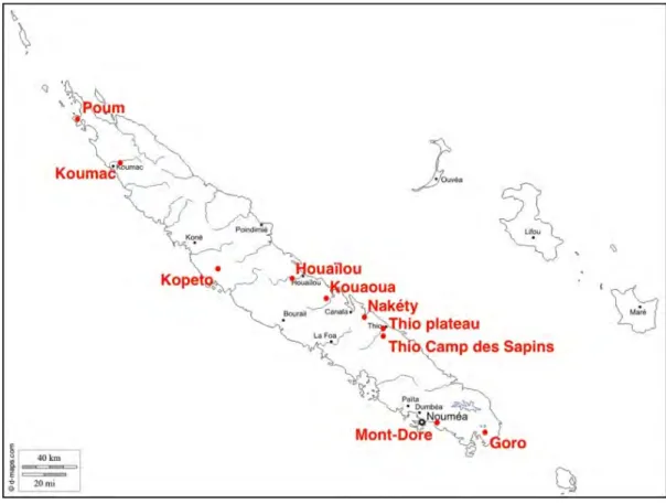 Figure 5 : Localisation des sites visités 