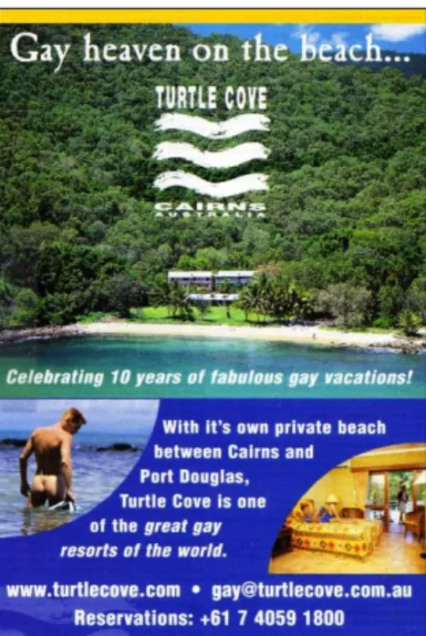 Fig. 1 : Publicité pour un hôtel gay de Cairns (Australie) 