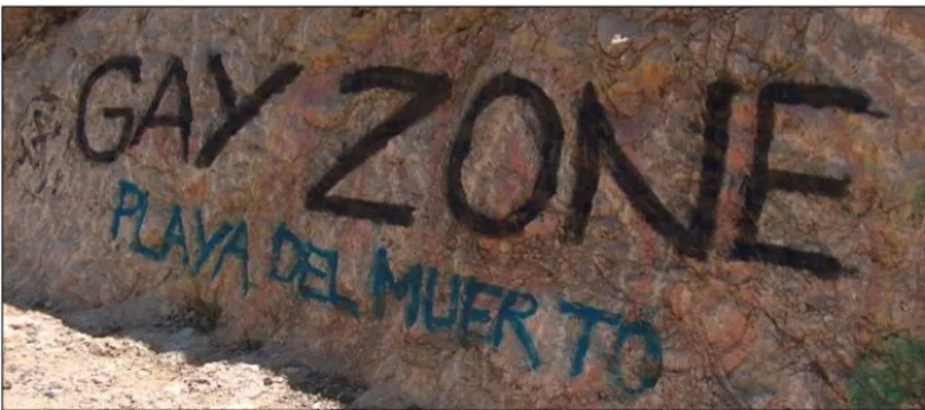 Fig. 4 : Inscription sur le chemin de la Playa del Muerto à Sitges 