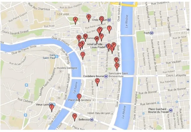 Figure 2 : Carte des lieux LGBT 2015, Association GotoLyon 