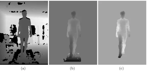 Fig. 2.1: Setup and pre-processing steps. (a) Original depth map. (b) After clipping.