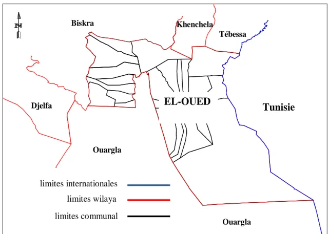 Figure 05 - Carte limite administratives de la Wilaya  d'El-oued. 