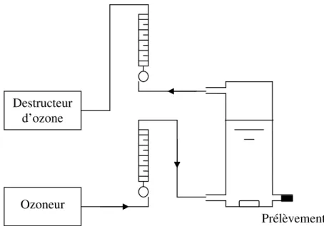 Figure 19 : Schéma du montage expérimental utilisé pour les expériences en ozonation catalytique de  volume 1L 