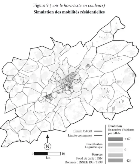 Figure 9 (voir le hors-texte en couleurs) Simulation des mobilités résidentielles