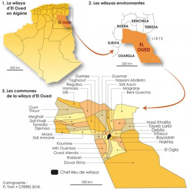 Figure 4 -  Carte du découpage administratif de la wilaya d’El Oued