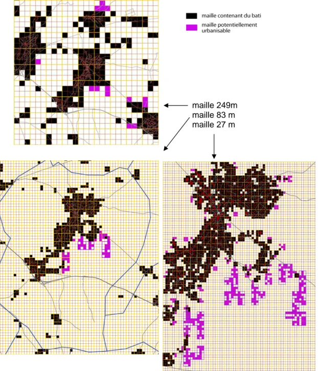 Figure 10 Un scénario de développement potentiel autour de Saône à trois échelles  consécutives