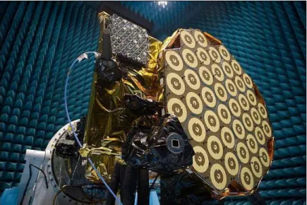 Figure 1.9: Earth-Facing Panel of GIOVE-B showing the navigation antenna and the LRR panel.