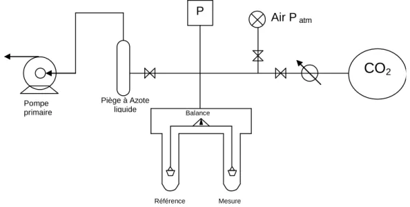 Figure 19 : Schéma de la microbalance utilisée pour l’obtention des isothermes  d’adsorption