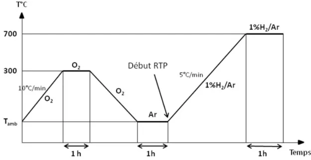 Figure 7 : Protocole opératoire de la réduction en température programmée 