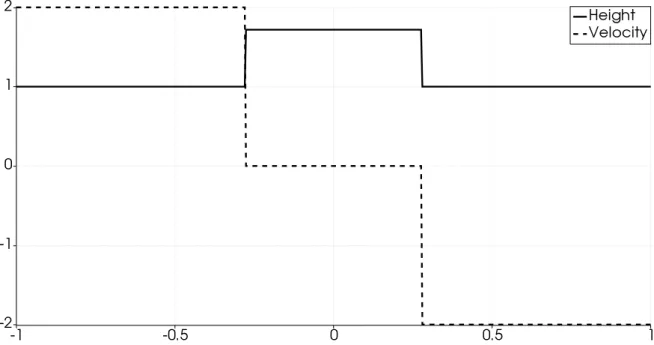 Figure 1.8 – Exact solution (1.26) of the Riemann problem (1.16) – (1.25) at time t = 0.1s