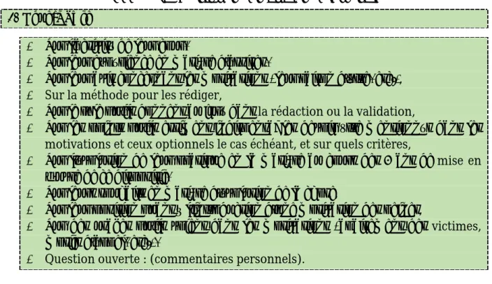 Tab. 4 -Thématiques des guides d’entretien  1/ Présidents 