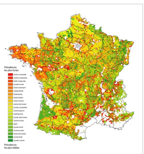 Figure 5. Sous-types paysagers et présence parasitaire présumée à l’échelle de la  France 