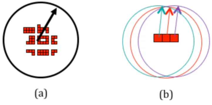 Figure 2 – principe de l’analyse radiale de portée (gauche) et de l’analyse multiradiale (droite)