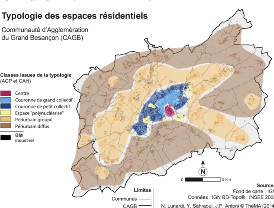 Figure 4 : Typologie des espaces résidentiels à Besançon 
