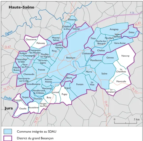 Fig. 1 - Le  SDAU et le District du grand Besançon