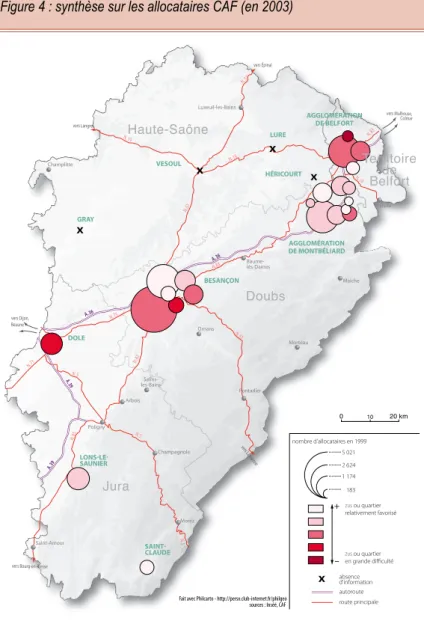 Figure 4 : synthèse sur les allocataires CAF (en 2003)