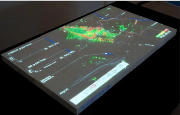 Figure 3 – Photographie de la maquette 3D de l’application MarrakAir présentée lors de la COP22 à Marrakech