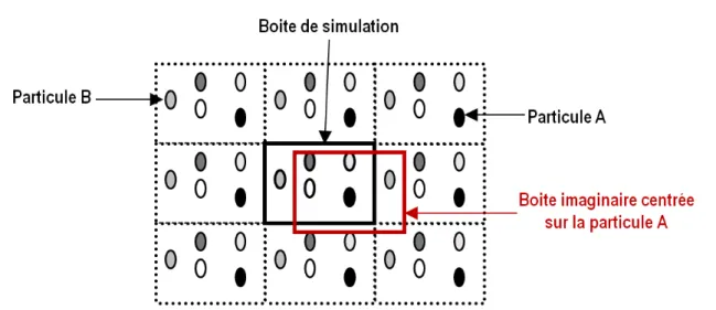 Figure 8 : Représentation schématique en deux dimensions du concept des conditions aux limites et de la convention  d'image minimale