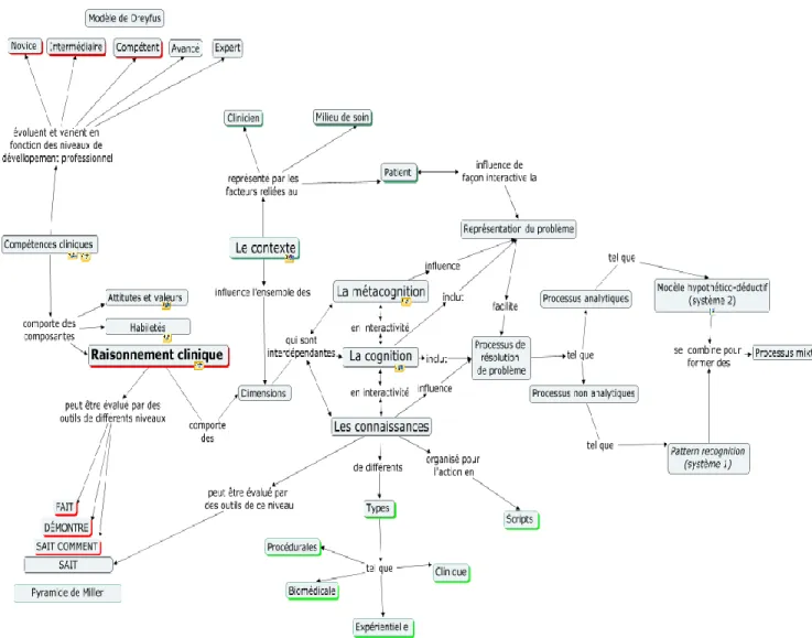 Figure 1 Cadre conceptuel inspiré des modèles de la littérature sur le raisonnement clinique 