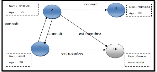 Figure 1.5. Illustration d’une Base de données Orientée Graphe[22]. 