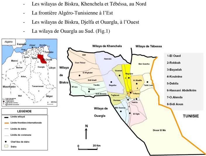 Figure n°01: situation géographique de la wilaya d'El-oued(Encarta 2015) 