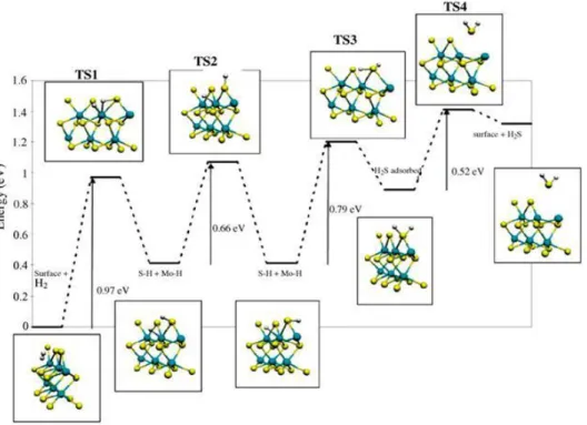 Figure I.18 – Modèle rim-edge d’un cluster de MoS 2  [81]. 