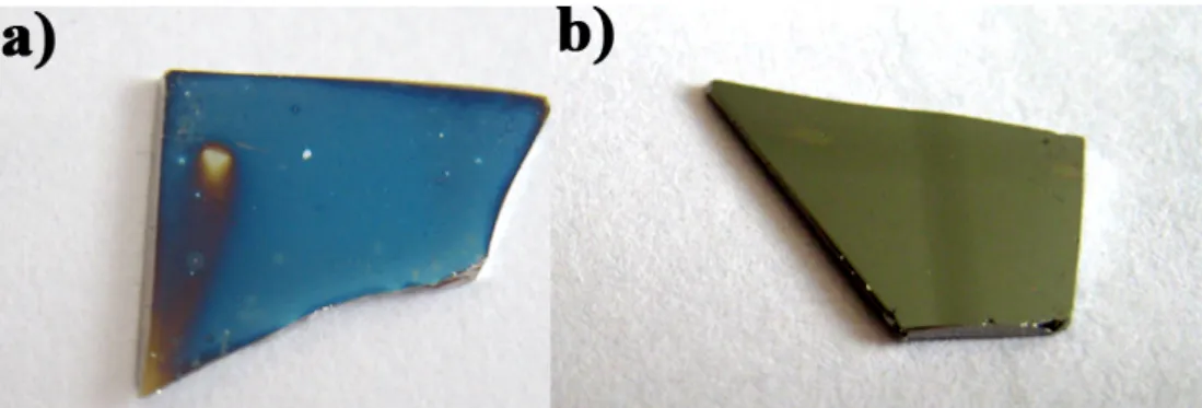 Figure 2.4: a) Sample annealed in horizontal furnace. b) samples annealed in the EBD chamber.